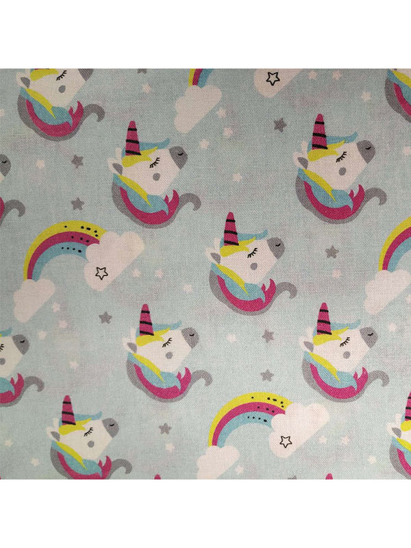 Tela unicornios azul