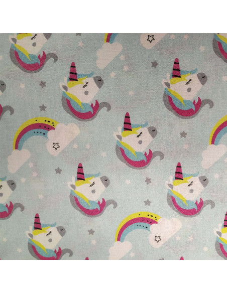 Tela unicornios azul