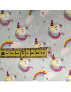 Tela unicornios azul 2