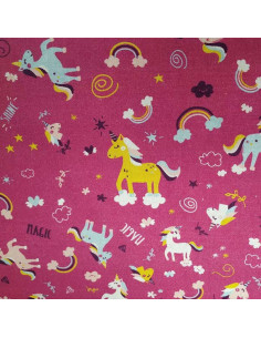 Tela de unicornios fucsia