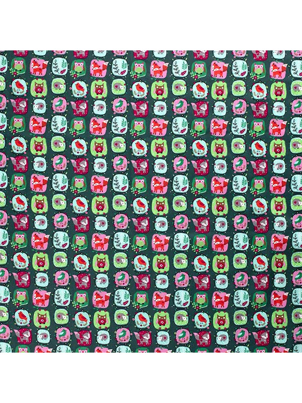 Tela animales del bosque patrón