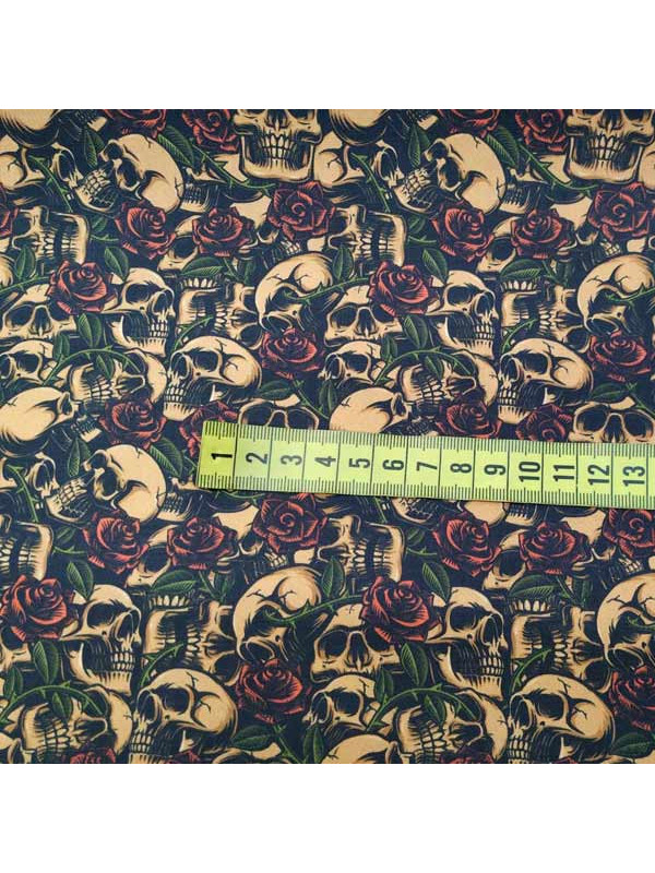 Tela calaveras cementerio medida