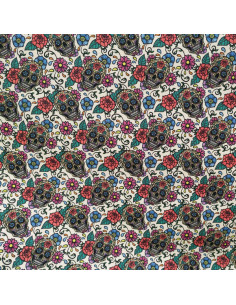 Tela calaveras florales de...