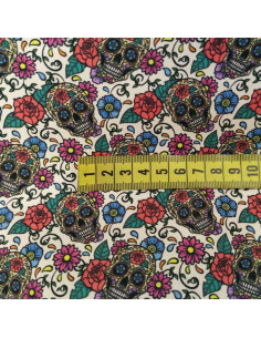 Tela calaveras florales de... 2