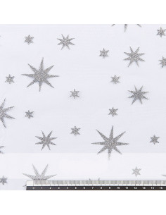 Tejido de Tul Estrellas blanco