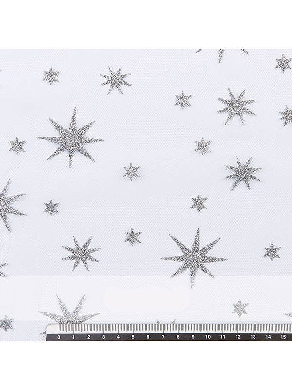 Tejido de Tul Estrellas blanco