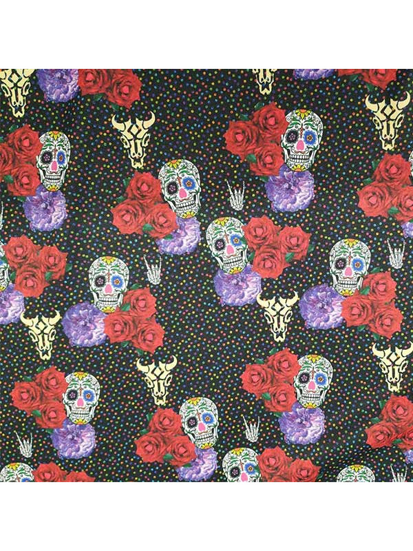 Tela Catrinas con rosas rock