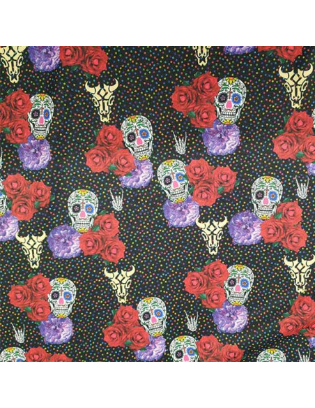 Tela Catrinas con rosas rock