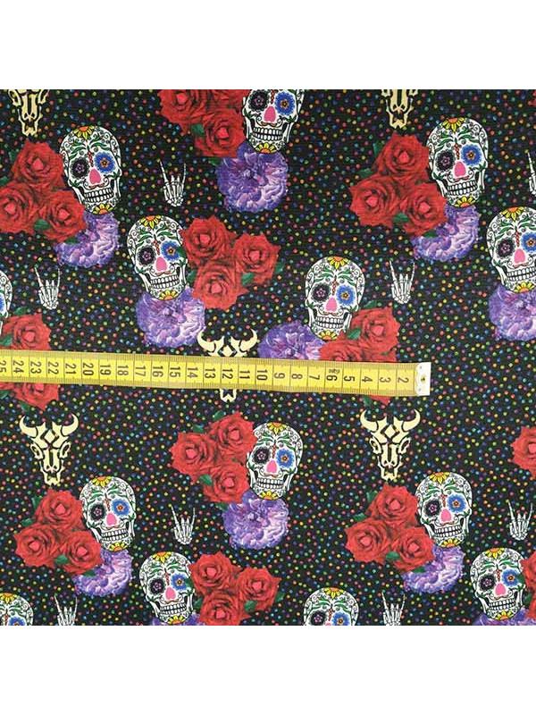 Tela Catrinas con rosas rock