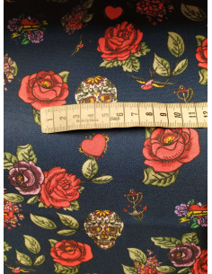 Tela calaveras y rosas vintage 2