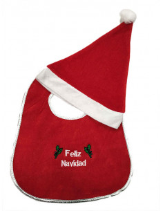 Babero y gorro navideño para bebé