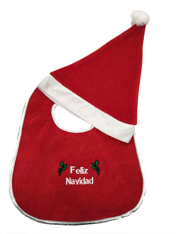 Babero y gorro navideño para bebé