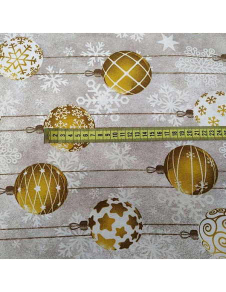 Loneta bolas de Navidad detalle