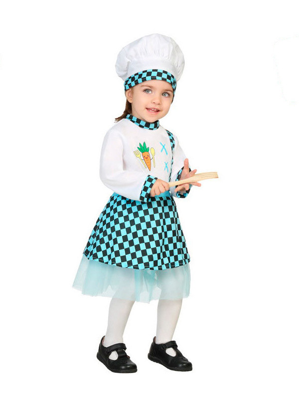 Disfraz de cocinera azul para bebé