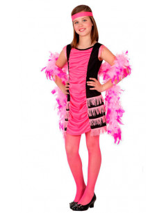 Disfraz charleston flecos rosa para niña