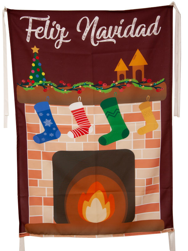 Pancarta chimenea de Navidad