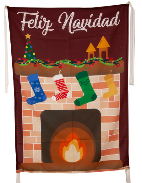 Pancarta chimenea de Navidad