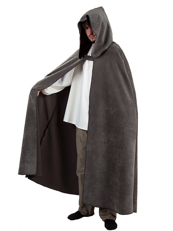 Capa medieval con capucha gris