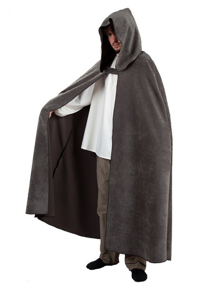 Capa medieval con capucha gris