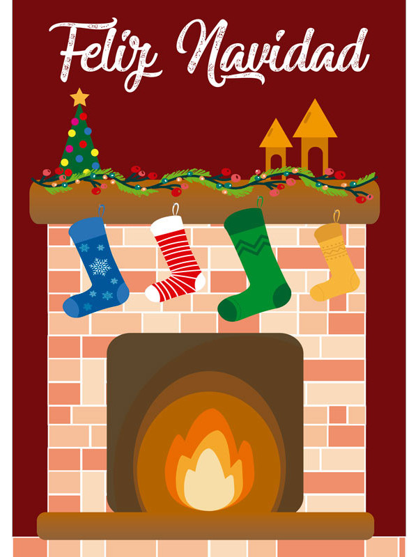 Pancarta chimenea de Navidad