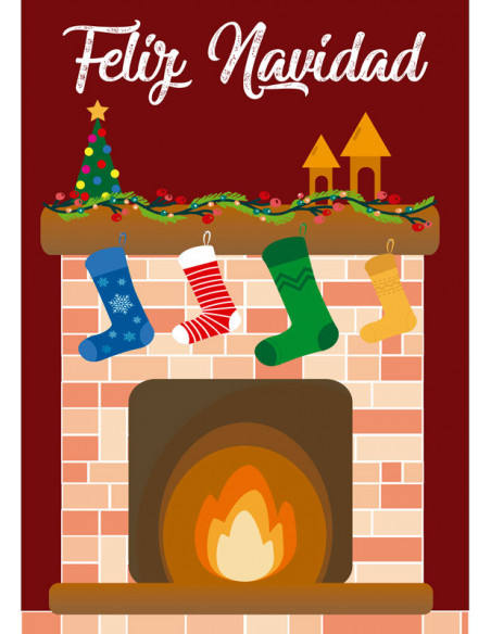 Pancarta chimenea de Navidad