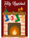 Pancarta chimenea de Navidad