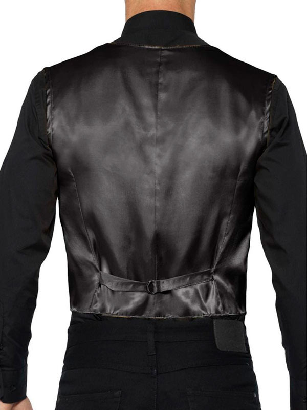 Chaleco de lentejuelas Deluxe para hombre negro espalda