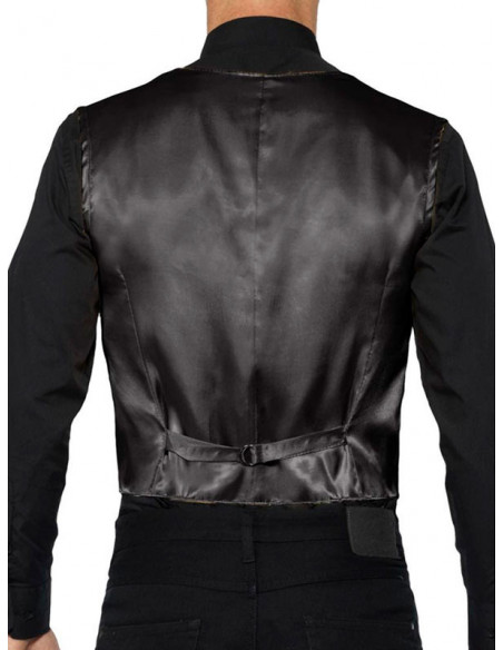 Chaleco de lentejuelas Deluxe para hombre negro espalda