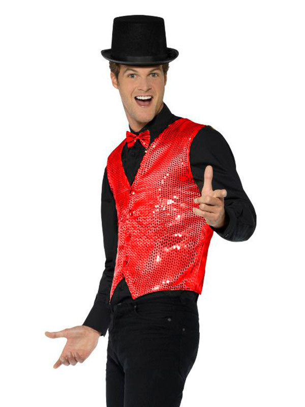 Chaleco de lentejuelas Deluxe para hombre rojo