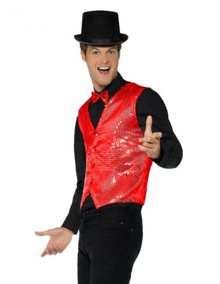 Chaleco de lentejuelas Deluxe para hombre rojo