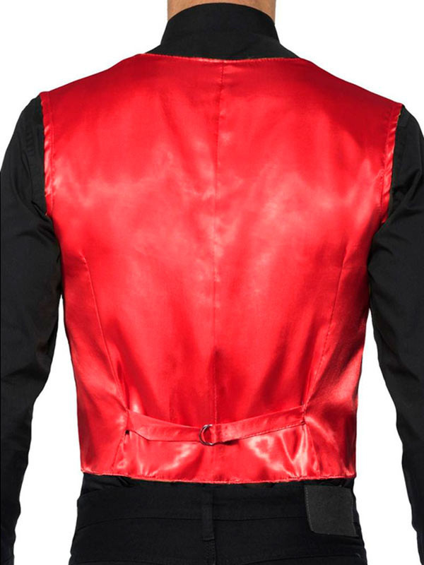 Chaleco de lentejuelas Deluxe para hombre rojo espalda