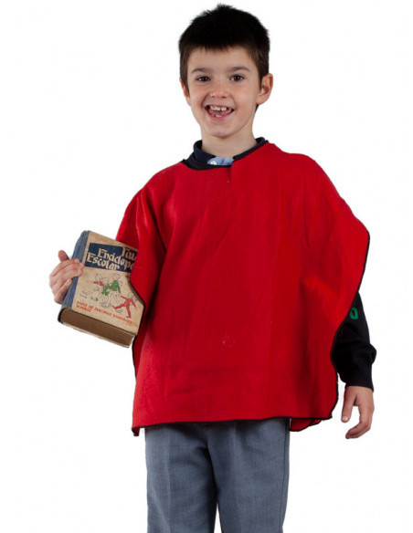 Poncho para el colegio infantil rojo detalle