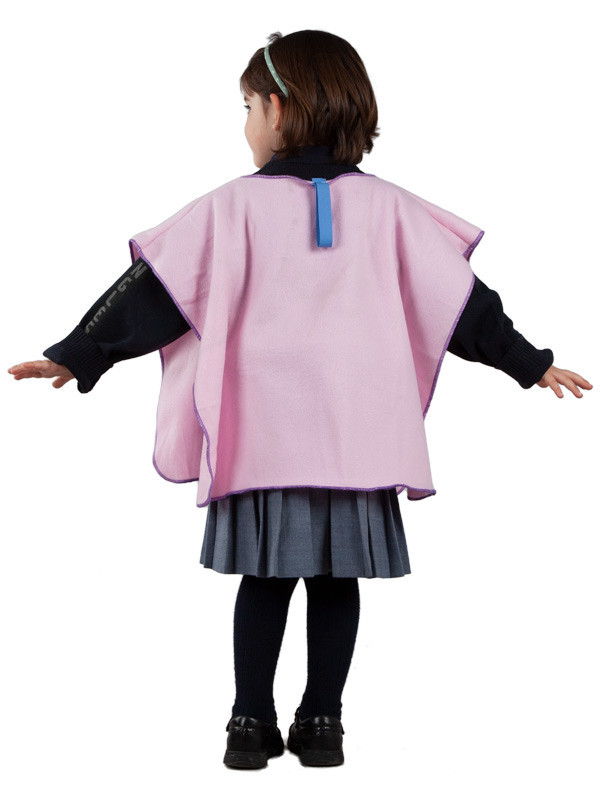 Poncho para el colegio infantil rosa espalda