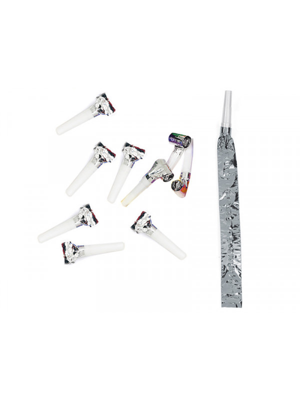 Matasuegras metalizado para cotillón plata