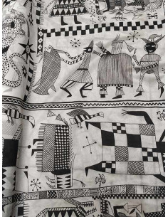 Satín blanco estampado