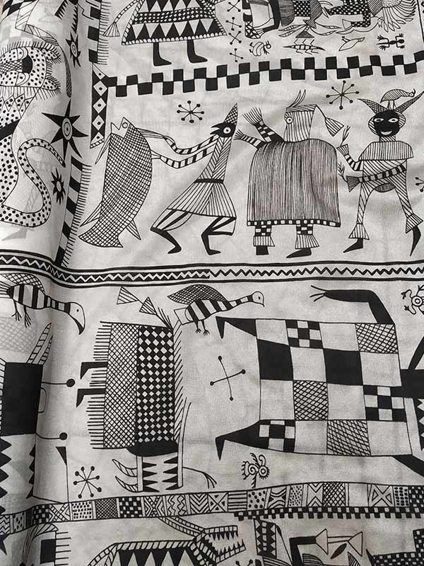 Satín blanco estampado