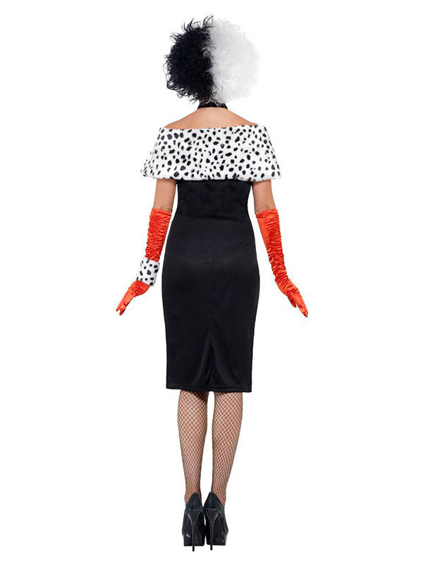 Disfraz Cruella deluxe para mujer espalda