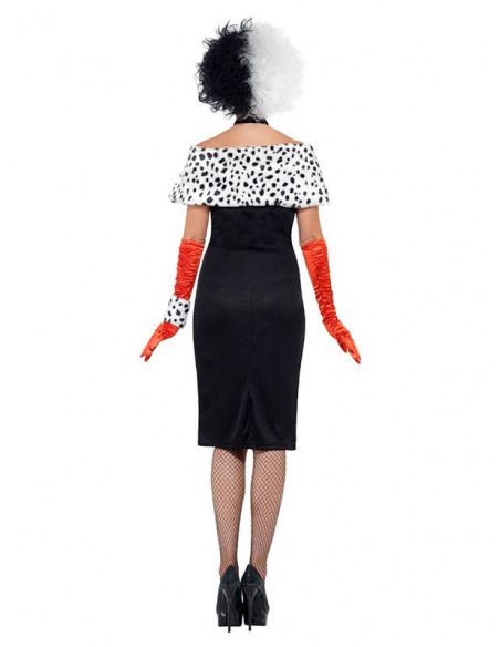 Disfraz Cruella deluxe para mujer espalda