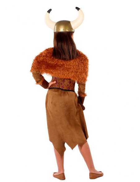 Disfraz vikinga salvaje para niña espalda