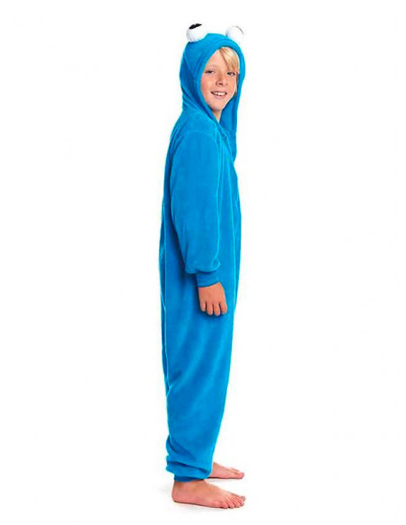 Disfraz Monstruo azul kigurumi infantil lateral