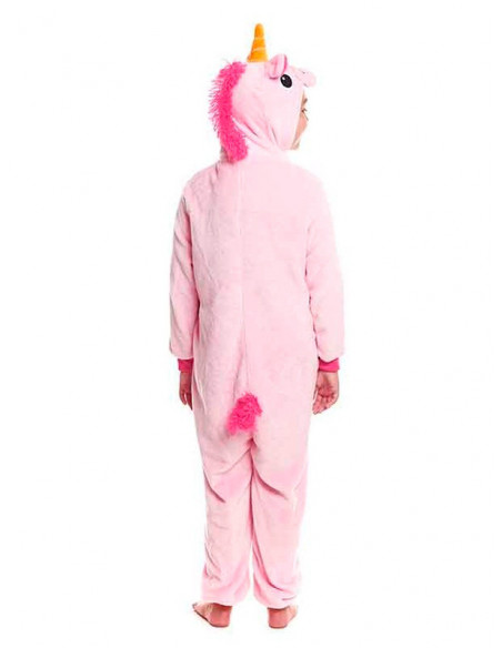 Disfraz unicornio rosa kigurumi infantil espalda