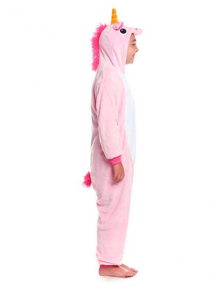 Disfraz unicornio rosa kigurumi infantil lateral