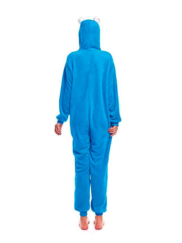 Disfraz Monstruo azul kigurumi adulto espalda