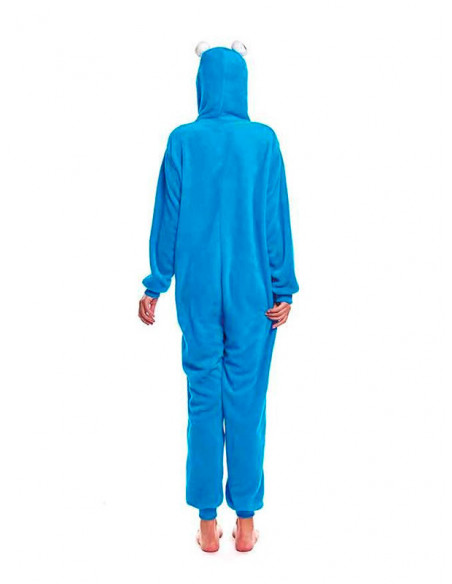 Disfraz Monstruo azul kigurumi adulto espalda