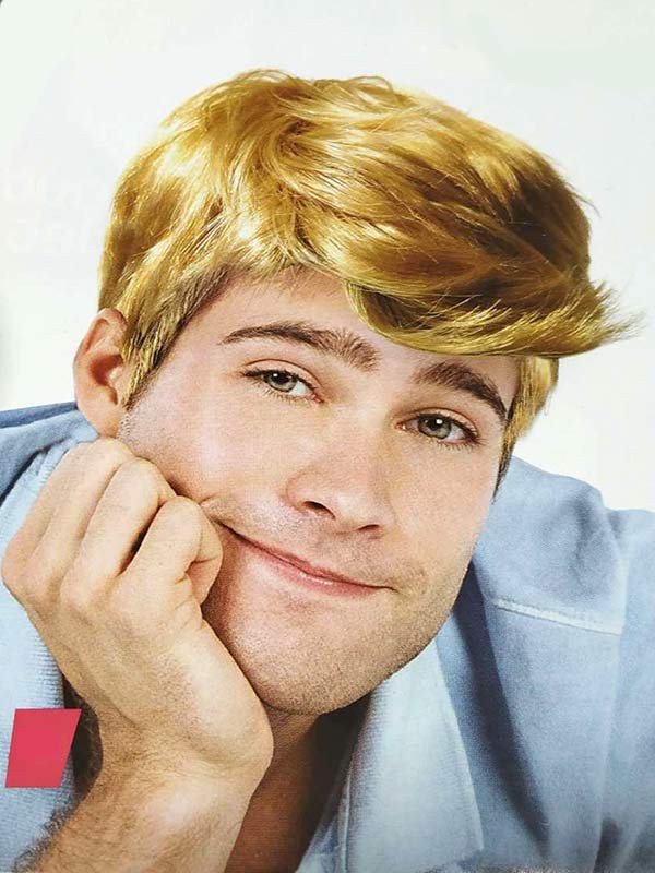 Peluca hombre flequillo rubio