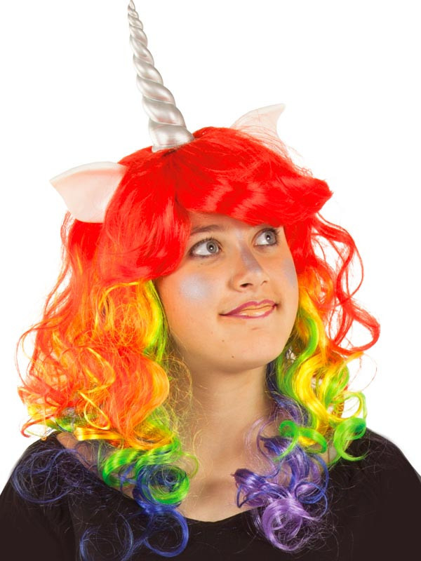 Peluca unicornio arcoiris