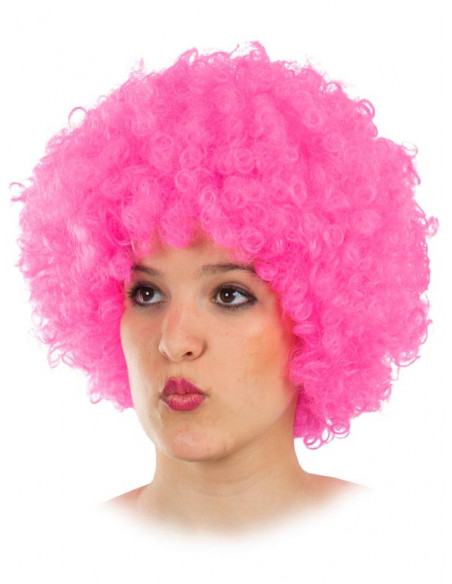 Peluca de payaso rosa