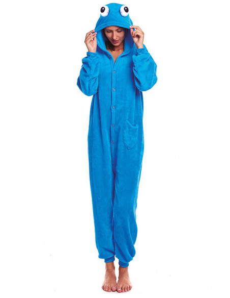 Disfraz Monstruo azul kigurumi adulto