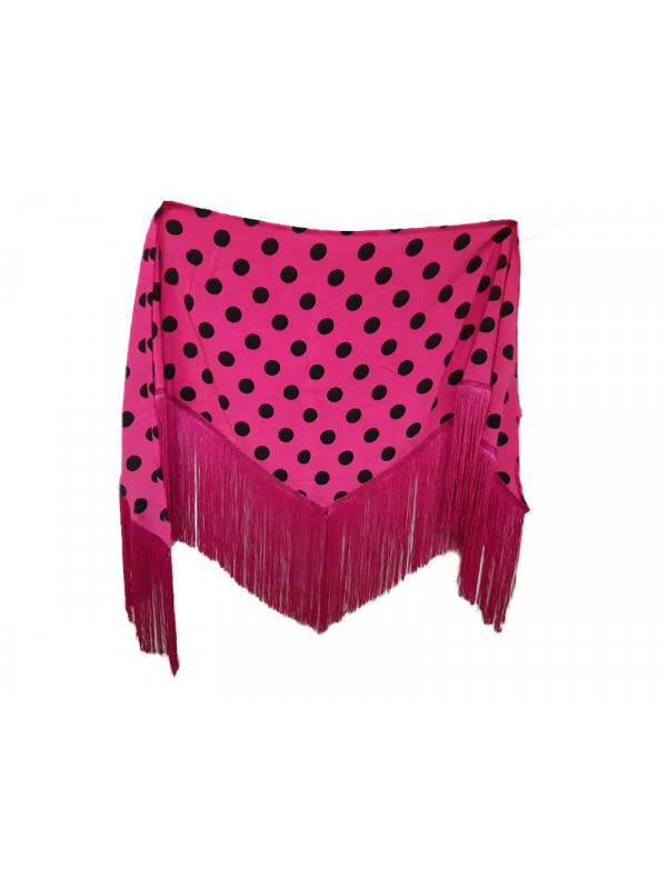 Mantón andaluza lunar grande fucsia