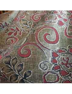 Tejido antelina brocada con estampado en plata